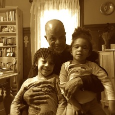 Ashanti Alston with his two children, Biko and Yasmeen